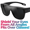 thumbnail image 3 of Grinderpunch Cover-Ups Black Fit Over Sunglasses - Wrap Around Sunglasses - People Who Wear Prescription Glasses in the Sun - Black, 3 of 7