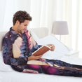 thumbnail image 6 of Naloa Dragon Men’s Pajamas Set - Long Sleeve Button Down Sleep Shirt and Pajama Bottoms Sleepwear Set-Large, 6 of 7