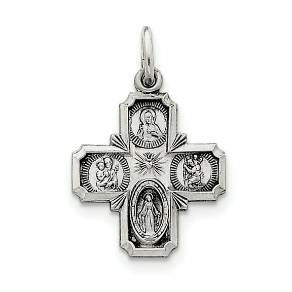 FJC Finejewelers Sterling Silver Antiqued 4-way Medal Pendant Necklace - Chain Included