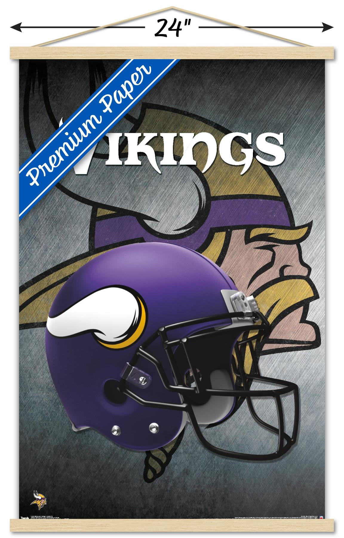 NFL Minnesota Vikings - Helmet 16 Wall Poster with Wooden Magnetic Frame, 22.375" x 34"