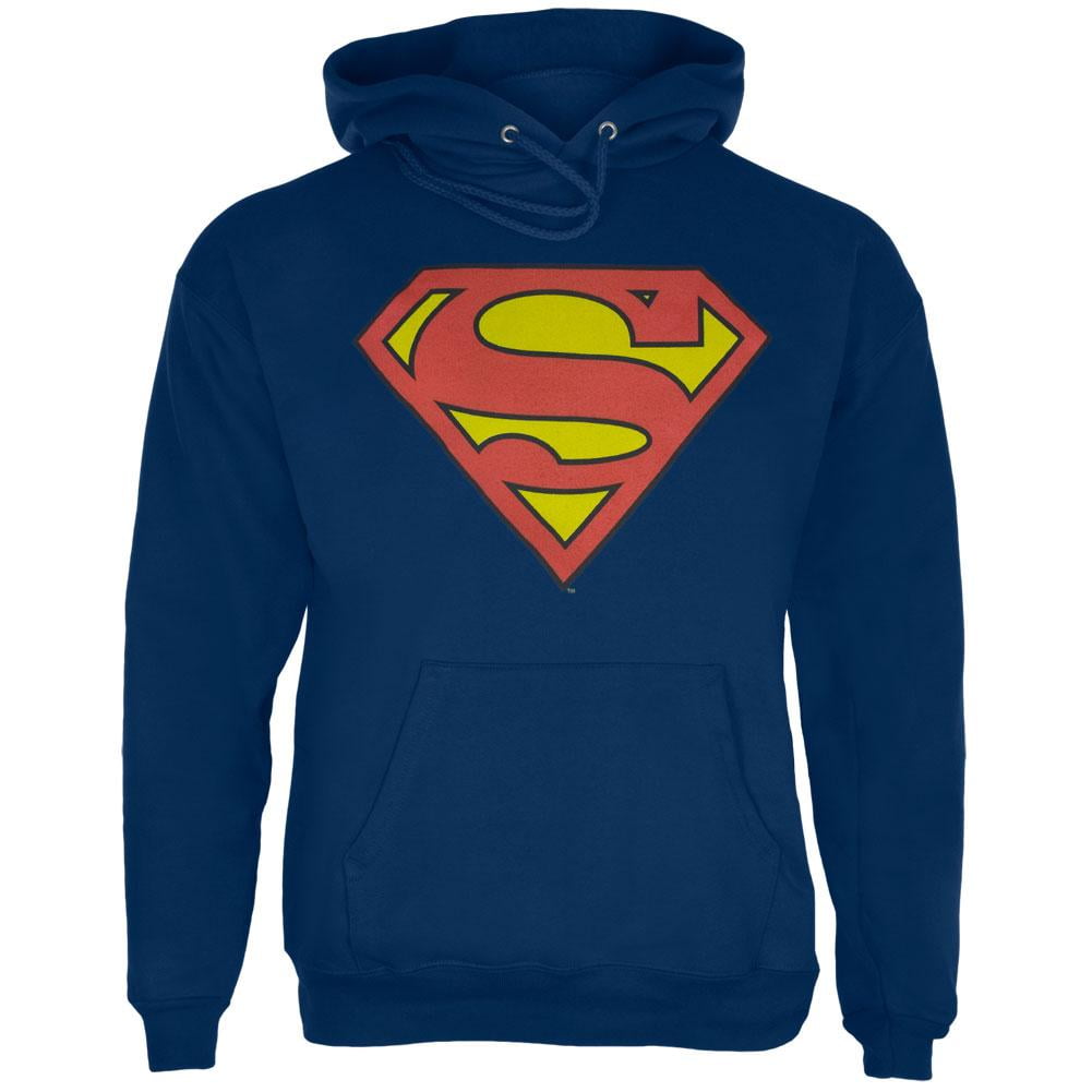 Adult Men's DC Comics Hero Superman Classic Logo Royal Blue Hoodie Sweatshirt 