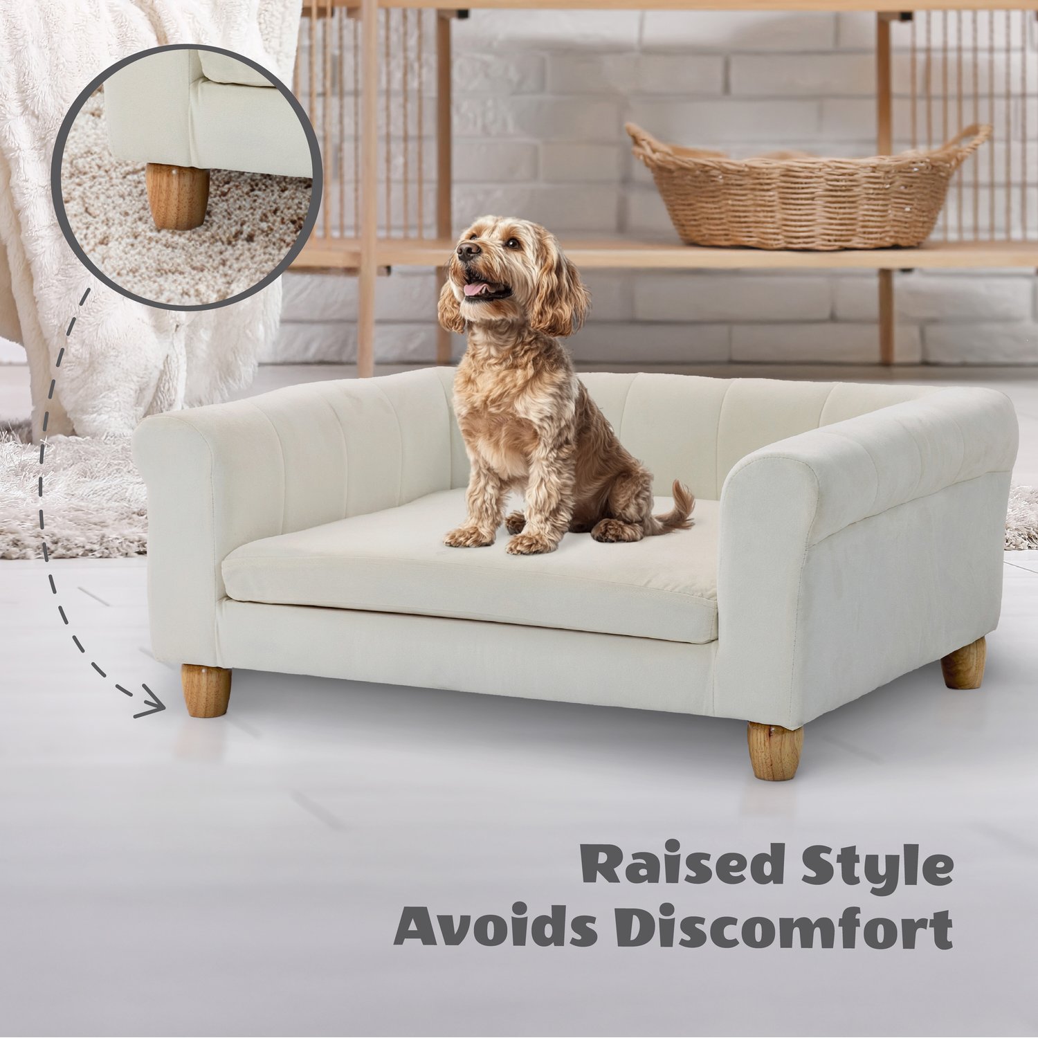 Critter Sitters 33-in Faux Suede Durable Washable Pet Bed for Small & Medium Sized Cats & Dogs in Cream, CSPETBED11-CRM