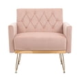 thumbnail image 4 of Accent Chair, Modern Fabric Upholstered Armchair with Metal Legs and Button Tufted Backrest, Leisure Single Sofa Chair with Square Armrest and Thicken Cushion for Living Room,Office, Pink, 4 of 7