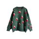 thumbnail image 3 of TRKIYQC Tops de punto de Navidad para mujer, calcetines de manga larga con cuello redondo, suéter informal suelto estampado TRKIYQC moda, 3 of 8