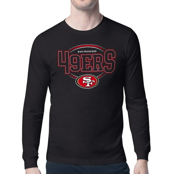 Men's Starter Black San Francisco 49ers Team Track Graphic Long Sleeve T-Shirt