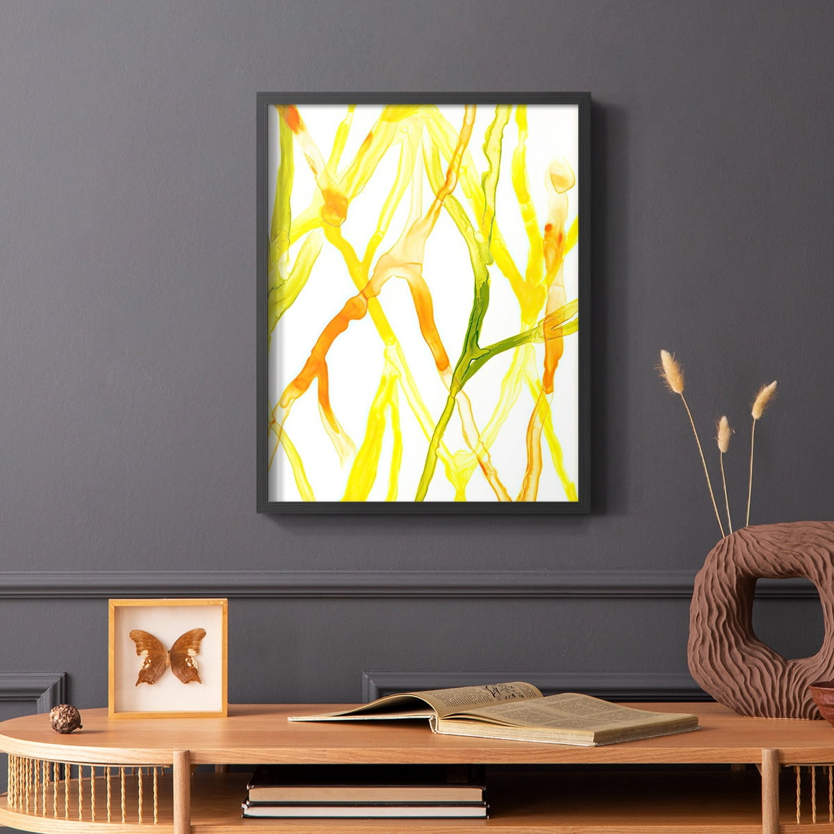 Runnel IV Framed Print in Black Solid Wood Framed Print No Nail Hanging