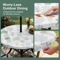 thumbnail image 3 of Round Outdoor Tablecloth with Umbrella Hole and Zipper, Green Coastal Fitted Table Cover with Elastic Edge for 31-35 Inch, Nautical Summer Beach Coral Sea Turtle Waterproof Patio Tablecoths, 3 of 9