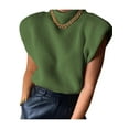 thumbnail image 2 of Qiylii Women Shoulder Pad Sweater Top Sleeveless Turtleneck Pullover Vest Wide Shoulder Knitted Jumper Top, 2 of 4