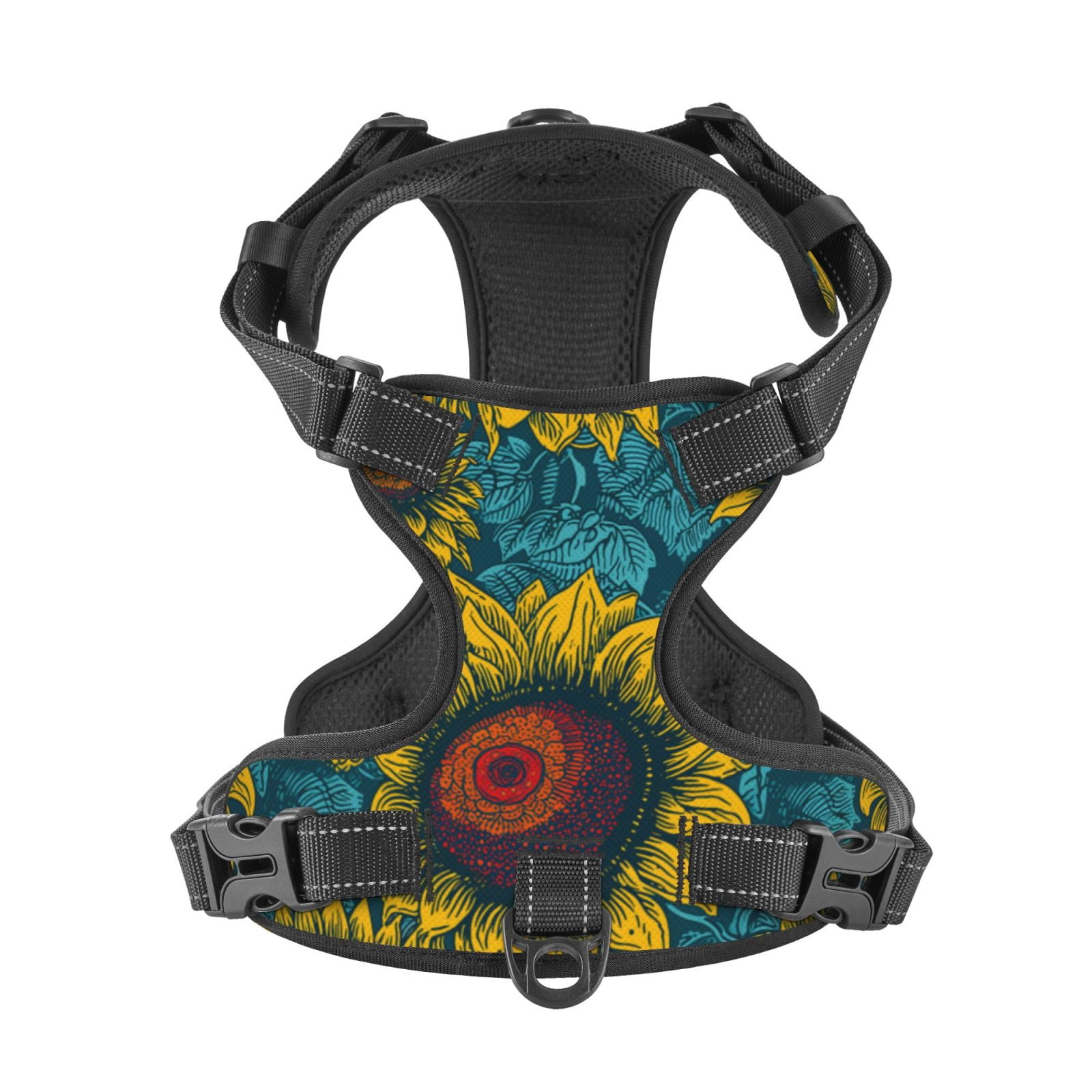 Kdxio Sunflowers Print No Pull Dog Harness Adjustable Reflective Oxford Easy Control Medium Large Dog Harness for Training and Everyday-Small