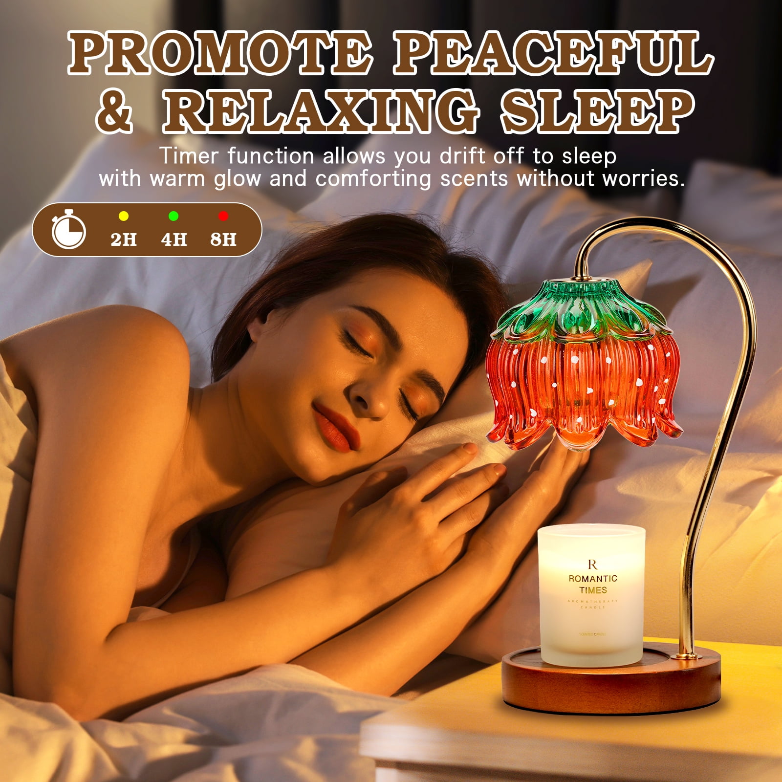 Funistree Strawberry Candle Warmer Lamp with Timer, Birthday Gifts for Women Mom, House Warming Gifts, Wax Melt Warmers for Jar Candles Home Decor