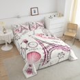 thumbnail image 2 of Eiffel Tower Couple Comforter Set Queen Pink Floral Decor Down Comforter,Romantic Theme Decor Adult Women Couple Quilted Duvet Paris Cityscape Printed Stylish Simple Soft Bedding Comforters, 2 of 5