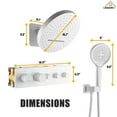 thumbnail image 6 of CASAINC 5-Spray Dual Shower Head 16 in. Round Wall Mount Fixed and Handheld Shower Head 2.5 Thermostatic in Matte White, 6 of 9