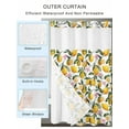 thumbnail image 2 of No Hook Cloth Fabric Shower Curtain with Snap in Liner, Summer Lemon Waterproof Shower Curtains Set with See Through Top Window, Farmhouse Botanical Fruit Flowers Bath Curtains Shower 54"x78", 2 of 6