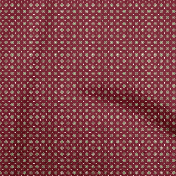 oneOone Cotton Jersey Maroon Fabric Geometric Sewing Material Print Fabric By The Yard 58 Inch Wide