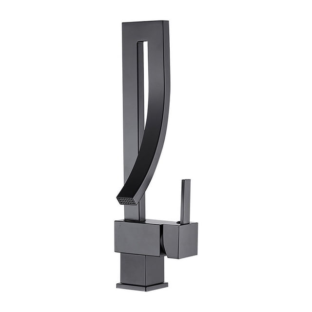 Grifo de cascada para fregadero de cocina moderno, grifo de agua fría y caliente con encimera dorada giratoria creativa de cobre