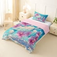 thumbnail image 3 of jejeloiu 3D Cartoon Turtle Twin Comforter Sets Kids,Pink Flowers Blossom Bedding Set,Reversible,2 Pieces, 3 of 8