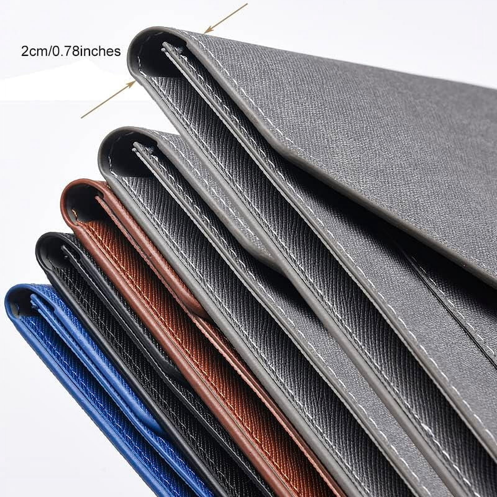 PU Leather A4 File Folder 2 Pockets Portfolio Envelope with Elastic String 3/4 Inch Expansion，Gray