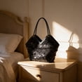 thumbnail image 6 of Fashion Sequins Small Tote Bag for Women, Trendy Casual Shoulder Bag, Versatile Crossbody Purse, Lightweight Handbag, Easter Decor, Stylish Texture Bag for Shopping Travel Party, 8.3*5*11.4in, Black, 6 of 6