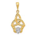 thumbnail image 1 of Quality Gold K2744 14K Yellow & Rhodium Diamond-Cut Claddagh Pendant, 1 of 1