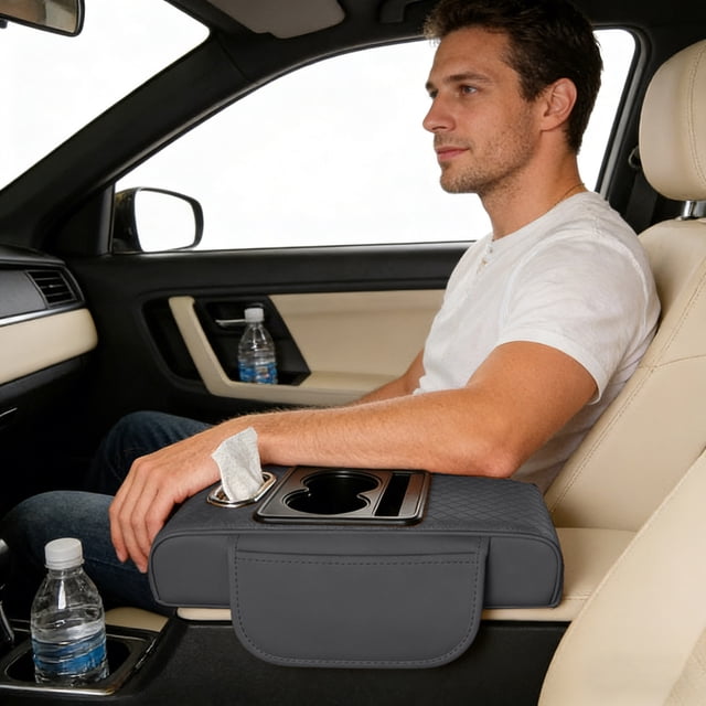Ainf 2026 Center Console Cover 4 In 1 Center Armrest Cushion With Cup Holder & Phone Holder Universal Armrest Storage Protector For Vehicles (7 Styles)