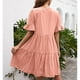 thumbnail image 4 of Vestido con cuello en V y mangas con volantes, vestido casual de manga corta con cuello en V y mangas con volantes Vestido de manga corta Mejora tu experiencia, 4 of 6