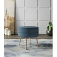 thumbnail image 2 of Manhattan Comfort Bailey Ottoman in Blue with Solid Wood Base & Gold Feet, 2 of 10