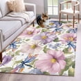thumbnail image 5 of Area Rug 48×72in, Oil Painting Style Flowers Dragonfly Floor Carpet Living Room Rug, Purple Pink Floral Non-Slip Welcome Mat Indoor Rugs for Bedroom Dining Room, 5 of 9
