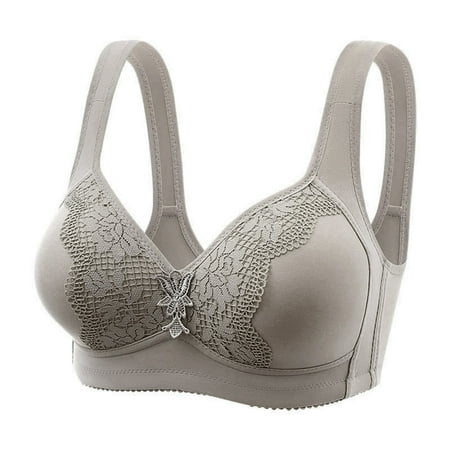 

BIZIZA Women Wireless Bra Plus Size Bralette Floral Full Coverage Everyday Beige XXL