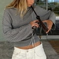 thumbnail image 7 of Wowcloth Women's Striped Bell Sleeve Knit Top, Round Neck with Cinched Waist for Casual and Daily Wear, 7 of 7
