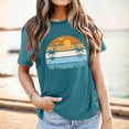 thumbnail image 2 of Bibifish Womens Tee Tops Casual Sunset Print Soft Delicate Crewneck Short-Sleeve Tee Tops Summer Daily Casual Streetwear Chic Wear, 2 of 4