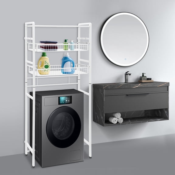 3 Tiers Washing Machine Storage Cabinet Laundry Room Storage&organizer Standing Shelf 50 lbs Capacity 27.76*10.24*62.01in for Placing on Balconies, Bathrooms, Laundry Rooms