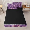 thumbnail image 4 of jejeloiu Purple Mandala Zipper Twin Comforter Sets with Fitted Sheet and 2 Pillowcases For Men Women,Intricate Pattern Zipper Bedding Set,Lavender Gold,Black Reversible,4 Pieces, 4 of 7
