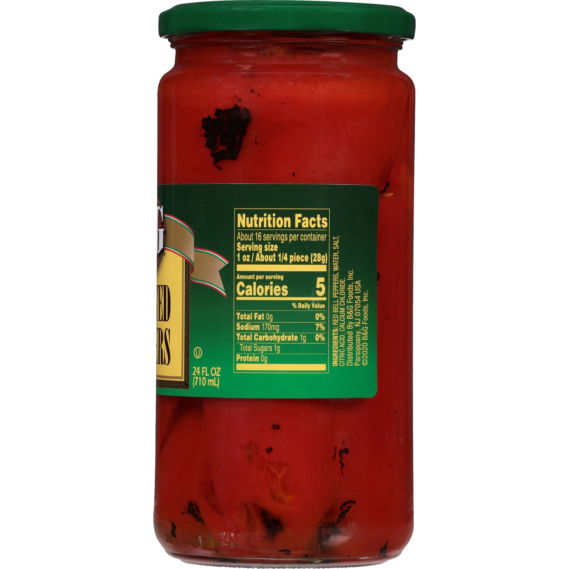 B&G Roasted Peppers, Kosher, No Allergens, Shelf-Stable, 24 fl oz Jar