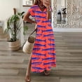 thumbnail image 2 of Sexlip Womens Maxi Dress Short Sleeve Striped Design Light Fabric Flowy Silhouette for Outdoor Leisure Multicolor XXXL, 2 of 3
