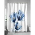 thumbnail image 5 of Fsddascl Blue Flowers Shower Curtain Set - 72" x 78" Washable Bathtub Curtain with 12 Hooks, Minimalism Botanical Ombre Tulip Floral Waterproof Fabric Stall Shower Curtains for Bathroom/Bathtub, 5 of 6