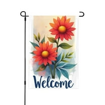 Welcome Spring Summer Garden Flag Double Sided Floral Red Flower Garden Flag 12x18 Inch For Outdoor Yard Lawn Patio Decor