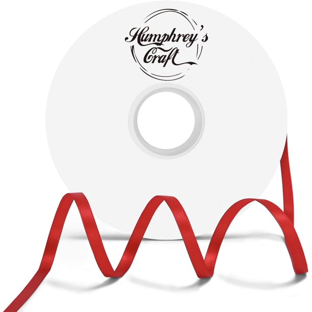 Humphrey's Craft Cinta de raso de doble cara roja escarlata de 3 pulgadas – 5 yardas para manualidades, envoltura de regalos, ceremonia de corte, decoración, costura, árbol de Navidad, bodas y mesas d
