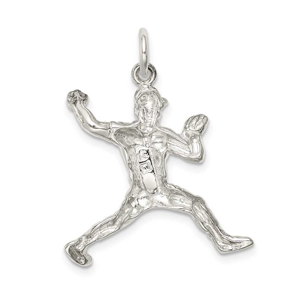 Sterling Silver Baseball Pitcher Pendant, 1 1/2 inch tall | MOSAT1.COM