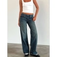 thumbnail image 5 of Women Baggy Jeans Mid-Low Waist Boyfriend Streetwear Vintage Jeans Wide Leg Denim Pants Water-Washed Blue XL, 5 of 9