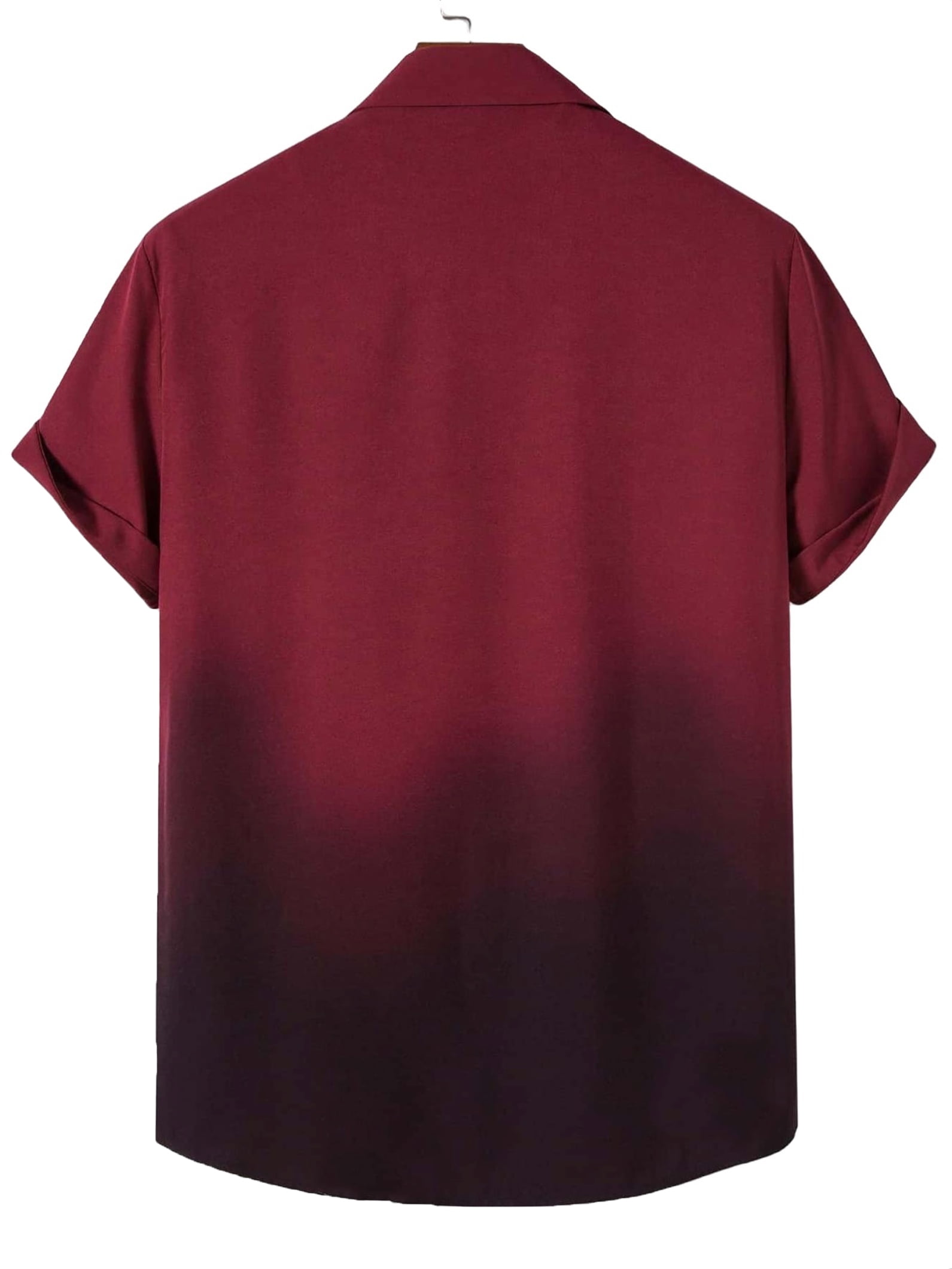 Burgundy Men Cotton Casual Short Sleeve Summer Shirt Solid