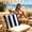 Navy #4, variant on Outdoor Waterproof Pillow Cover 18x18 Inch Geometric Stripe Pattern Decorative Cushion Case for Sofa Chair Patio - Nylon Spandex Fabric, Easy Clean, 1 Pack