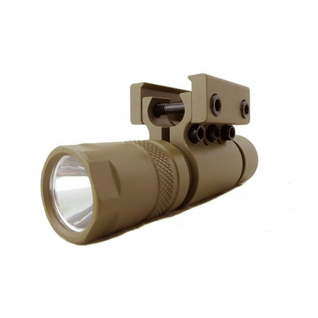 - Monstrum Tactical 90 Lumens LED Flashlight with Rail Mount and Detachable Remote Pressure Switch
