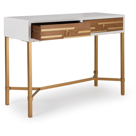Adore Decor Jupiter Modern 2-Drawer Wood Desk Console Table in White