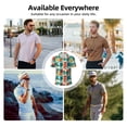 thumbnail image 4 of Kdxio Colorful Hawaii Palms Print Men's Short Sleeve Polo Shirt,Midweight Men's Shirt, 4 of 6