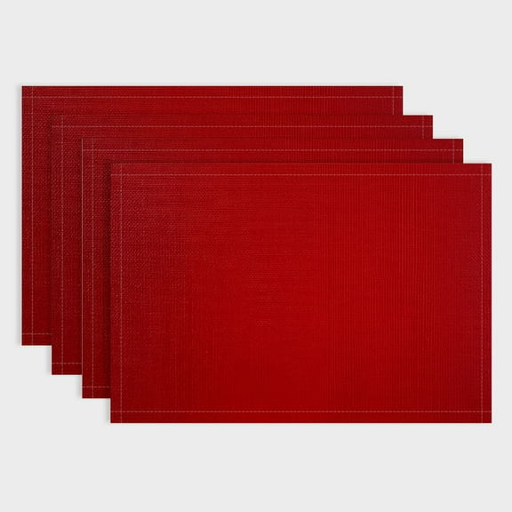 Fenyluxe Placemat,4pcs Red Crossweave Placemat Washable Table Mats Set 18x12in