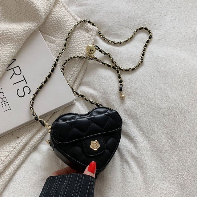 Bolso bandolera con cadena y forma de corazón para mujer, regalo de San Valentín 520, minibolso de mujer con forma de corazón, con forma de bola dorada