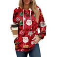 thumbnail image 2 of Hoodies For Women Oversized Winter Cute Sweatshirts Pullover Trendy Fall Clothes, Christmas Print Lightweight Design without Pockets for Comfortable Fall Winter Wear,Wine,M, 2 of 6