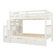 thumbnail image 5 of Full Over Full Bunk Bed with Shelves & 6 Storage Drawers, Solid Wooden Bunk Bed Frame with Storag Staircase & Safety Guardrail, Detachable Bunk Beds for Kids Teens Adults, White, 5 of 9