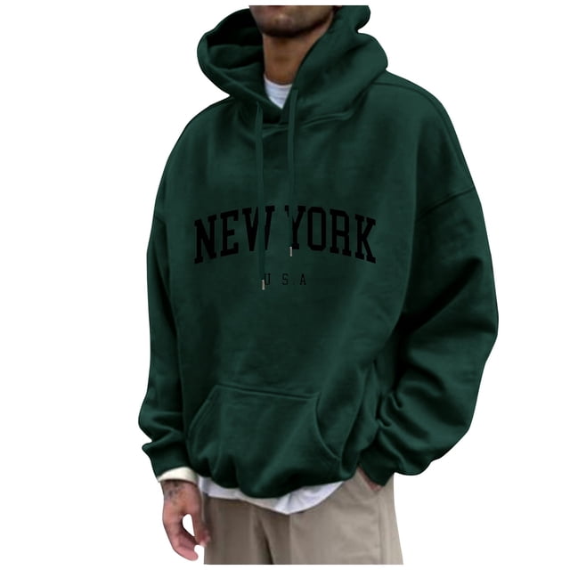 Men's Loose Printed Hooded Sweatshirt Men's Casual Fashion Sports Sweatshirt M
