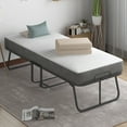 Mjkone Folding Bed with Mattress, Twin Size Portable Bed, 75" x 31" Space Saving Fold Up Bed for